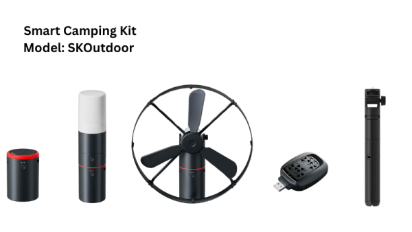 Polaris smart camping kit showing powerbank, camplight, fan, mozzie repellent & Tripod 